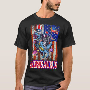 Astronaut Dinosaur 4th Of July Boys Men Amerisauru T-Shirt