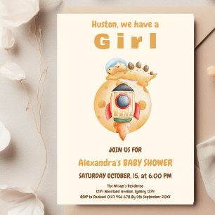 Astronaut Dinosaur Baby Shower Invitation