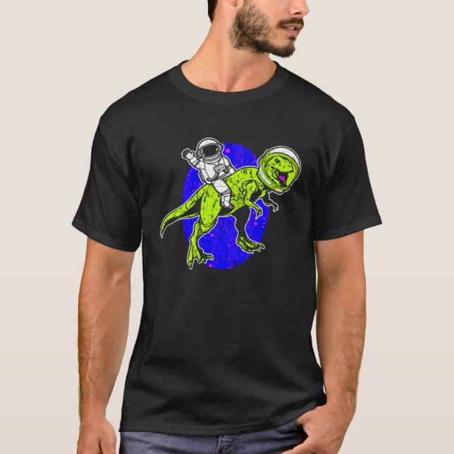 Astronaut Dinosaur Science Fiction Space Travel T-Shirt (Front)