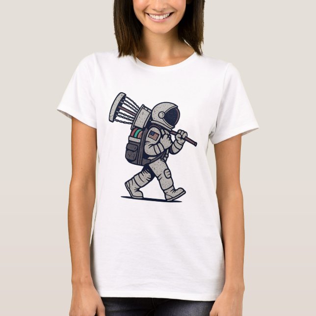 Astronaut Disc Golfer Funny Disc Golf  T-Shirt (Front)