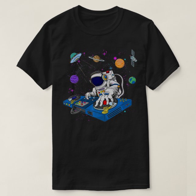 Astronaut DJ Psychedelic Music Techno EDM Festival T-Shirt (Design Front)