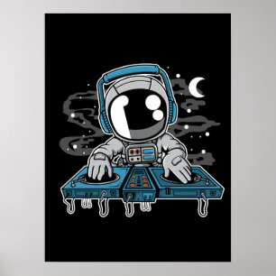 Astronaut DJ Turntable  Poster