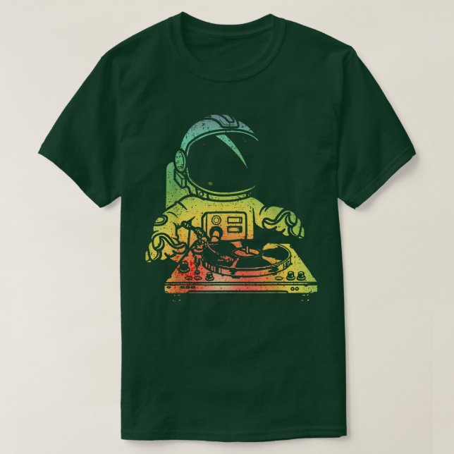 Astronaut DJ Vintage Astronaut Loves Music  T-Shirt (Design Front)