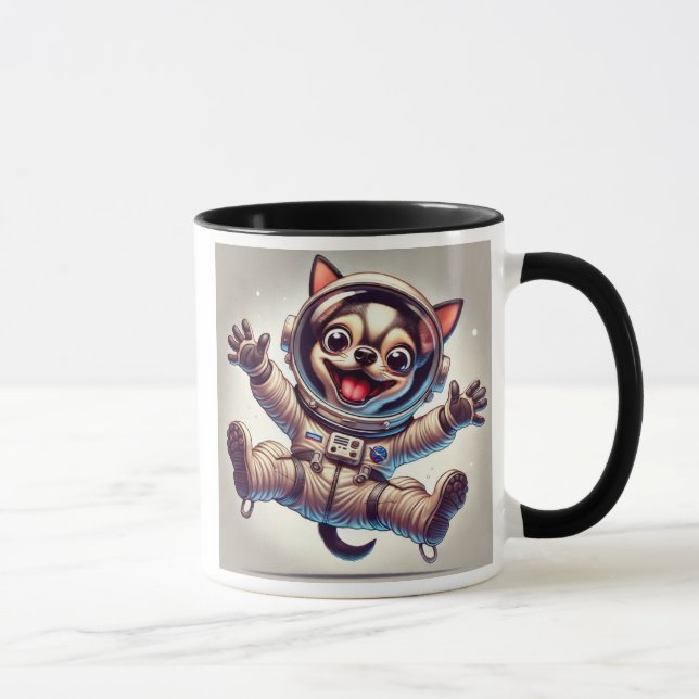 Astronaut dog on space mission. mug (Right)