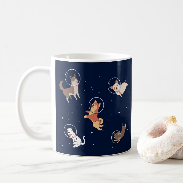 Astronaut Dogs In Space Coffee Mug (With Donut)