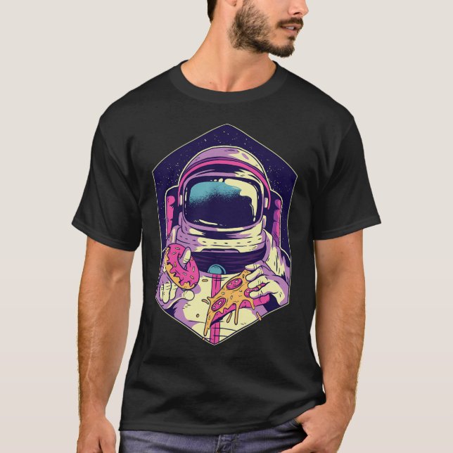 Astronaut Doughnut Pizza T-Shirt (Front)