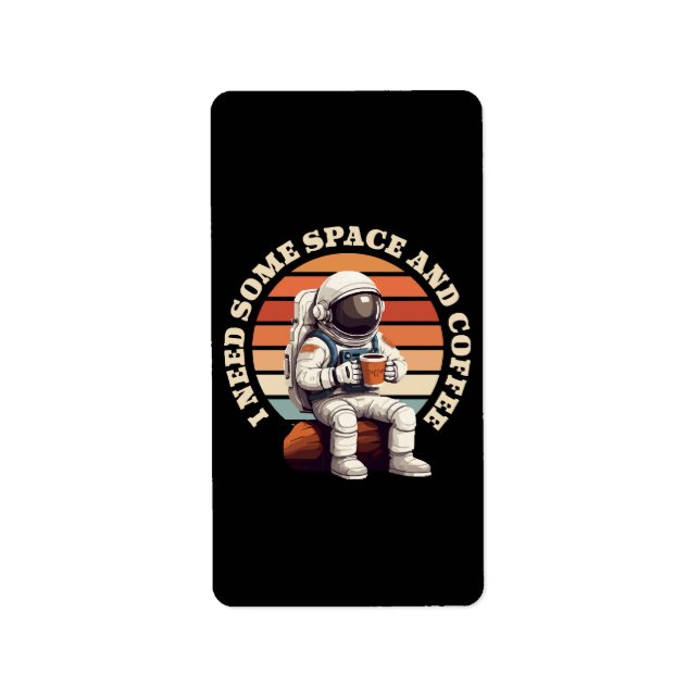 Astronaut Drinking Coffee Label (Front)