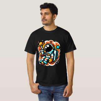 Astronaut Drinking Coffee - Outer Space Caffeine T-Shirt