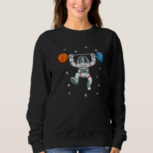 Astronaut dumbbell bar planet Premium Sweatshirt