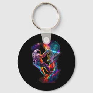 Astronaut Dunking A Bysketbyll Player Outer Space  Key Ring