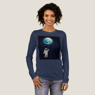 Astronaut Earth Balloon Graphic T-Shirt Tri-Blend Shirt