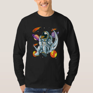 Astronaut Eating Pizza Food Moon Ufo Extraterrestr T-Shirt