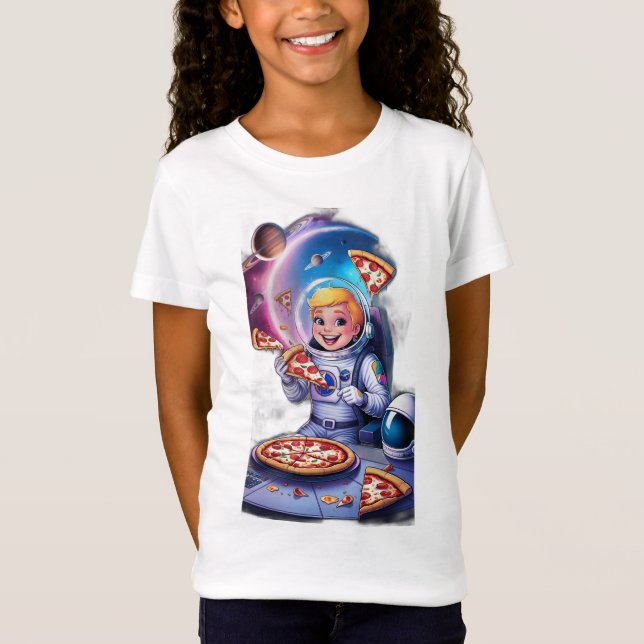 Astronaut eating pizza in space. T-Shirt (Front)
