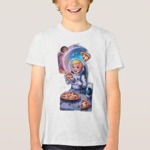Astronaut eating pizza in space. Tri-Blend shirt