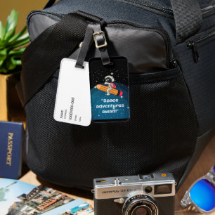 astronaut editable luggage tag
