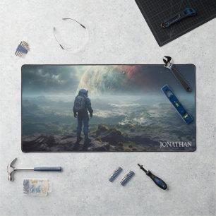 Astronaut Explore Planets Space Travel Galaxy Desk Mat