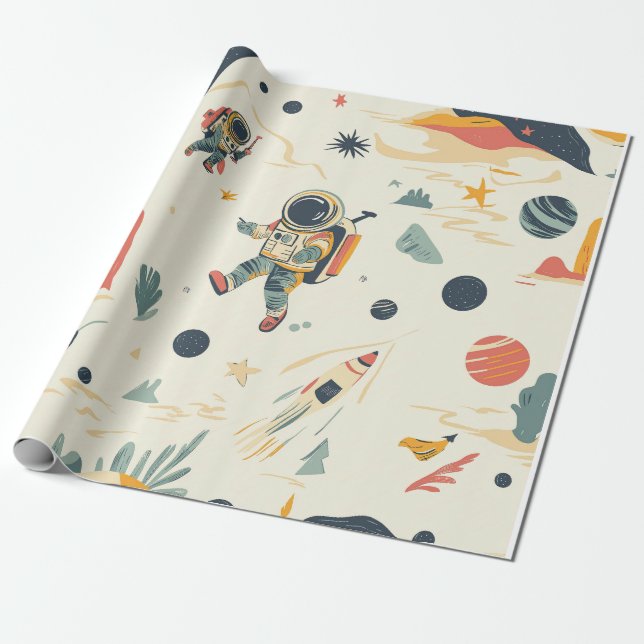 Astronaut Explorer Wrapping Paper (Unrolled)