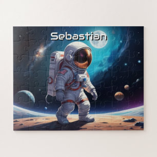 Astronaut Exploring Planet Personalized Jigsaw Puzzle