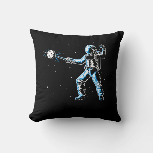 Astronaut Fencing Sword Epee Funny Fencer Cushion (Front)