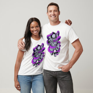 Astronaut fighting octopus sticker T-Shirt