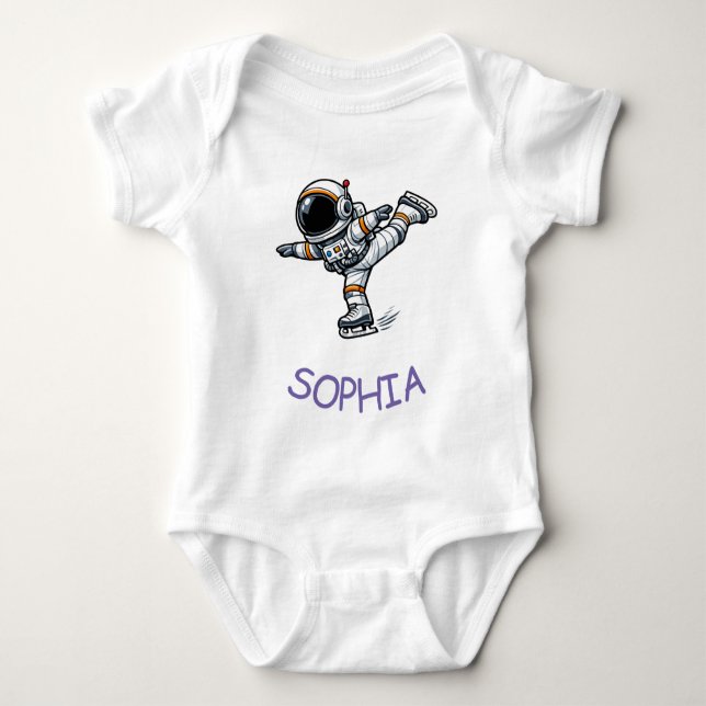 Astronaut Figure Skating Baby Bodysuit (Front)