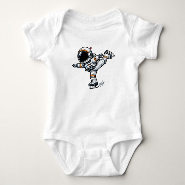Astronaut Figure Skating Baby Bodysuit (Front)