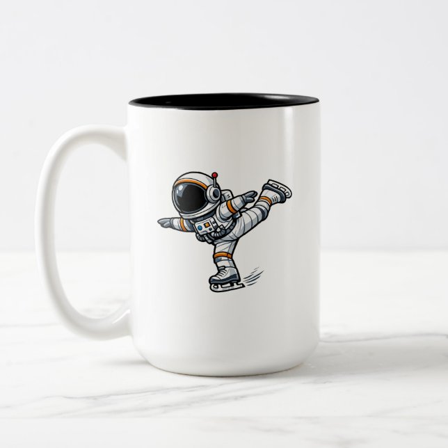 Astronaut Figure Skating Two-Tone Coffee Mug (Left)