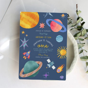 Astronaut First Birthday Space Invitation