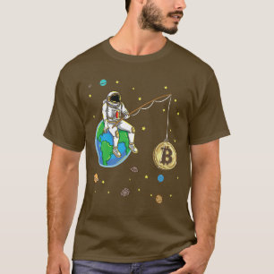 Astronaut Fishing Bitcoin Moon Cryptocurrency Prem T-Shirt