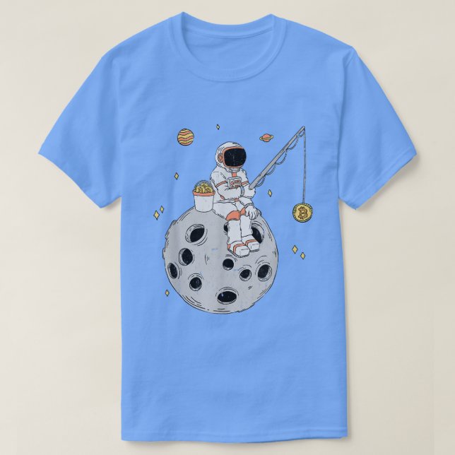 Astronaut Fishing Bitcoin Stock Market Trader T-Sh T-Shirt (Design Front)
