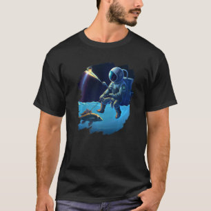 Astronaut Fishing Boat Space Ocean Lake Cool Fish  T-Shirt