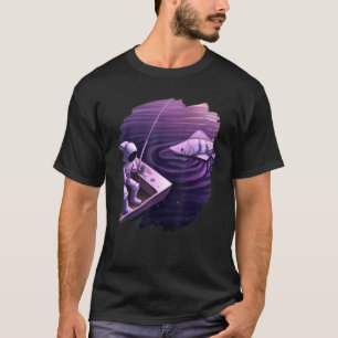 Astronaut Fishing Boat Space Ocean Lake Cool Fish  T-Shirt