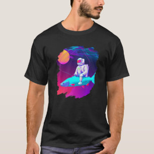 Astronaut Fishing Boat Space Ocean Lake Cool Fish  T-Shirt