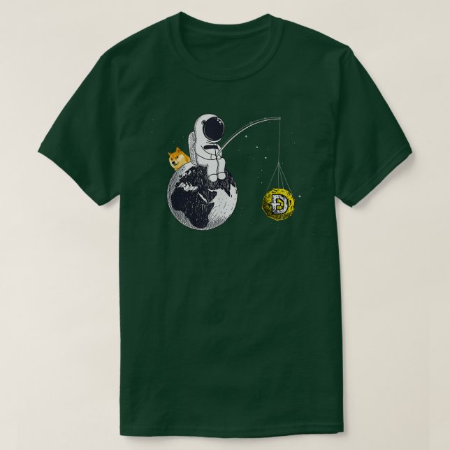 Astronaut Fishing Dogecoin Crypto Currency Moon Ho T-Shirt (Design Front)