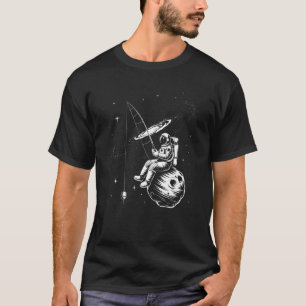 Astronaut Fishing in Space Casting Line In Galaxy T-Shirt