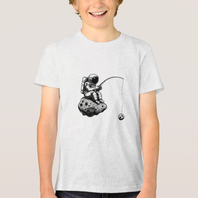 Astronaut Fishing Mode Galaxy Space Party Rocket  Tri-Blend Shirt (Front)