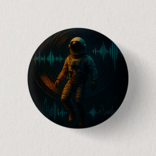 Astronaut Floating in Glitchwave Sound Art 3 Cm Round Badge