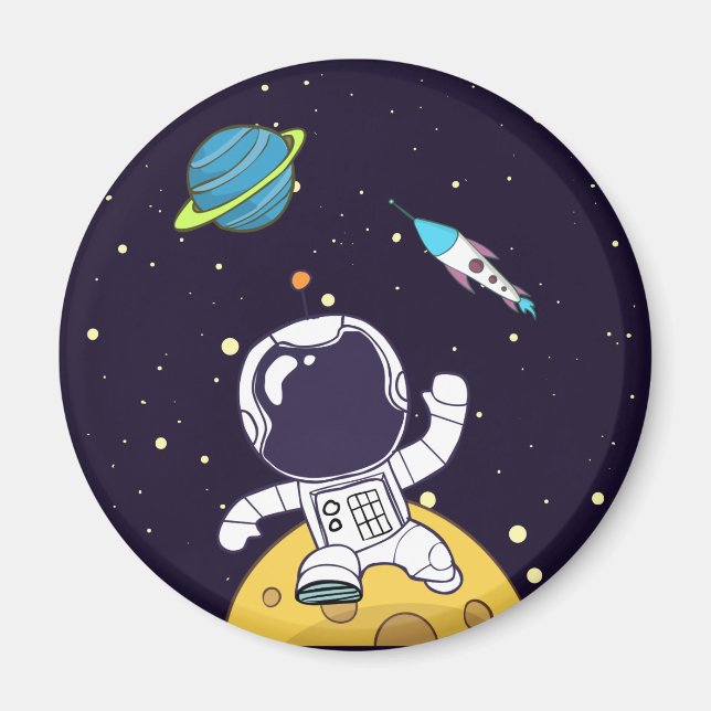 Astronaut Floating in Outer Space Magnet (Front)