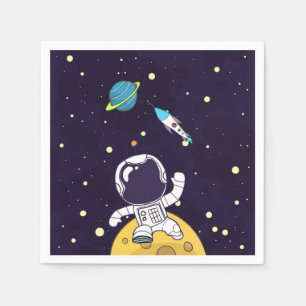 Astronaut Floating in Outer Space Napkin