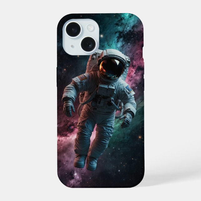 Astronaut floating in space. iPhone 15 case (Back)