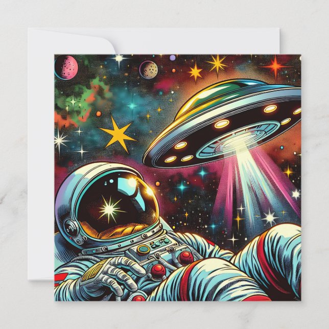 Astronaut Floating in Space with a UFO Ai  Art (Front)