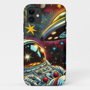 Astronaut Floating in Space with a UFO Ai Art Case-Mate iPhone Case