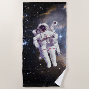 ASTRONAUT FLOATING IN STARRY SPACE BEACH TOWEL