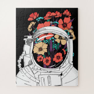 Astronaut Floral space art Jigsaw Puzzle