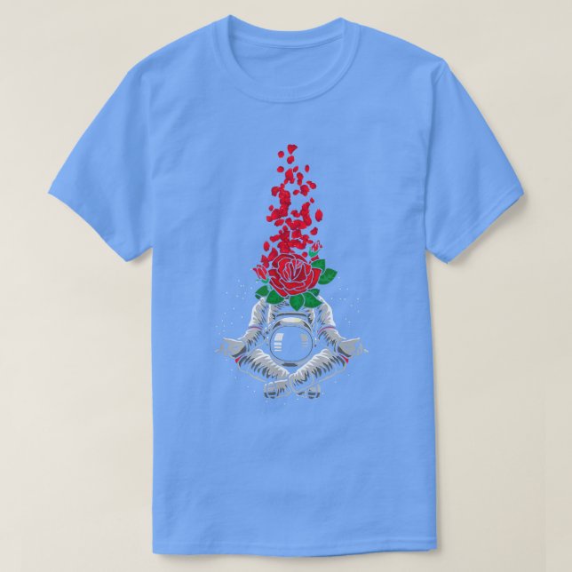 Astronaut Flowers Space Ship Rocket Planets Univer T-Shirt (Design Front)