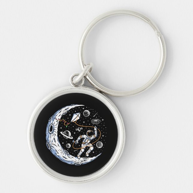 Astronaut Flying a Kite on the Moon Key Ring (Front)