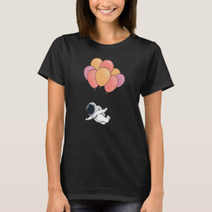 Astronaut Flying In Outer Space On Balloons Trippy T-Shirt