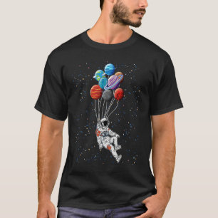 Astronaut Flying with Planet Balloons Floating in  T-Shirt