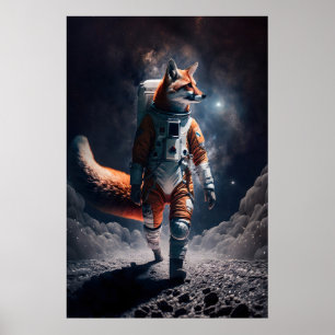 Astronaut Fox Art Print Funny Animal Spacesuit
