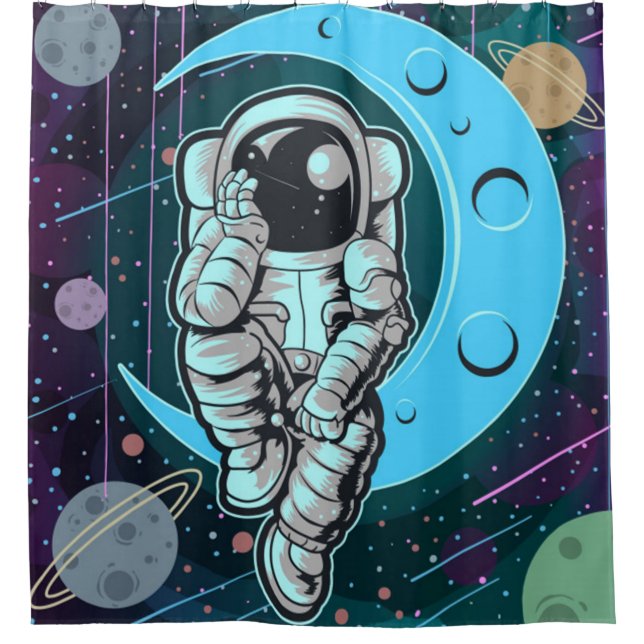astronaut full colour shower curtain (Front)